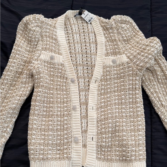 Express Sweaters - Express Cream Textured Cardigan